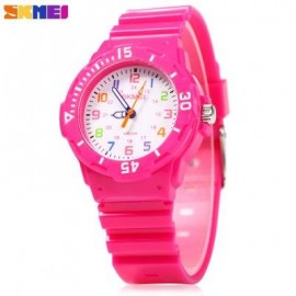 image of SKMEI 1043 CHILDREN QUARTZ WATCH PU STRAP WRISTWATCH 50M WATER RESISTANCE FOR KID (ROSE) 0