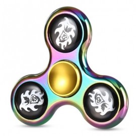 image of TRI-WING SKULL FIRE RAINBOW ZINC ALLOY ADHD FIDGET SPINNER STRESS RELIEF PRODUCT FIDGETING TOY FOR ADULTS (COLORFUL) -