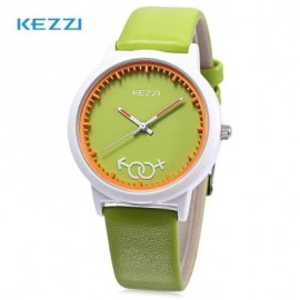image of KEZZI K - 1515 KIDS QUARTZ WATCH LEATHER BAND CUTE PATTERN DIAL IMPORTED MOVT WRISTWATCH (GREEN) 0