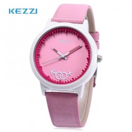 image of KEZZI K - 1515 KIDS QUARTZ WATCH LEATHER BAND CUTE PATTERN DIAL IMPORTED MOVT WRISTWATCH (SHALLOW PINK) 0
