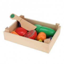 image of WOOD SIMULATION FRUIT VEGETABLE SLICE MAGNET CLASSIC PRETEND TOY (MULTICOLOR) VEGETABLE