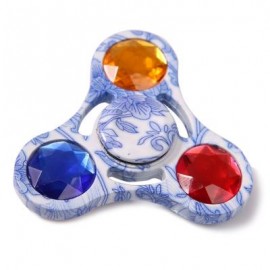 image of COLORFUL FAKE CRYSTAL EMBELLISHED FOCUS TOY FIDGET SPINNER GYRO (WHITE) -