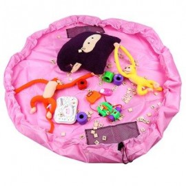 image of PORTABLE BABY PLAY MAT TOY FAST CLEANUP STORAGE BAG OUTDOOR FLOOR BLANKET 150CM (PINK) -
