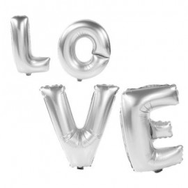 image of ALUMINUM FOIL LETTERS BALLOONS FOR WEDDING DECORATION (SILVER) -