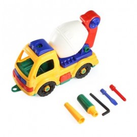 image of XIONGFENGDA KIDS PLASTIC DIY CARTOON CONSTRUCTION TRUCK VEHICLE WITH TOOLS ASSEMBLY INTELLECTUAL TOY (COLORMIX) -