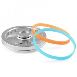 image of WHEEL FIDGET METAL SPINNER WITH DECORATIVE ELASTIC BANDS (SILVER) -