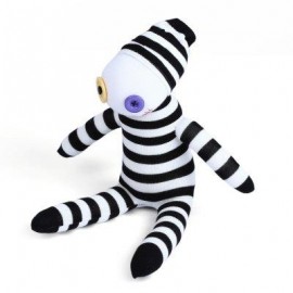 image of BABY HANDMADE BLACK WHITE STRIPED SOCK CLOWN DOLL STUFFED TOY (WHITE AND BLACK) -
