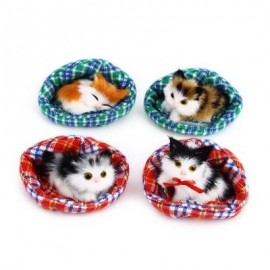 image of 4PCS CUTE SIMULATION CAT PLUSH DOLL WITH NEST BIRTHDAY CHRISTMAS PRESENT (COLORMIX) -