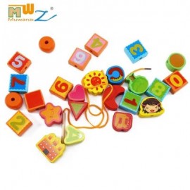 image of MUWANZI WOODEN BEADED BUILDING BLOCKS TODDLER GAME TOYS (LETTER PATTERN) -