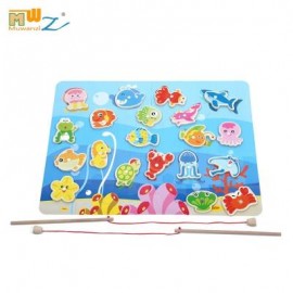 image of MAGNETIC WOODEN FISHING PUZZLE GAME TOY FOR CHILDREN (COLORFUL) -