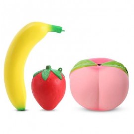image of SLOW RISING SIMULATE STRAWBERRY + PEACH + BANANA PENDANT TOY (COLORMIX) -