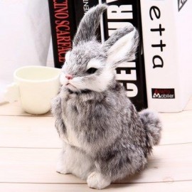 image of SIMULATION ANIMAL SQUATTING RABBIT TOY FOR GIFT DECORATION (GRAY) -