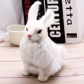 image of SIMULATION ANIMAL SQUATTING RABBIT TOY FOR GIFT DECORATION (WHITE) -