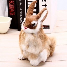 image of SIMULATION ANIMAL SQUATTING RABBIT TOY FOR GIFT DECORATION (YELLOW) -