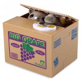 image of INNOVATIVE STEALING COIN CAT PIGGY BANK / MONEY POT BIRTHDAY GIFT FOR COINS COLLECTION (GRAY) -