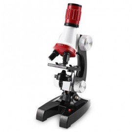 image of KIDS PLASTIC 1200X ZOOM BIOLOGICAL SCIENCE MICROSCOPE REFINED SCIENTIFIC INSTRUMENT EDUCATIONAL TOY (BLACK AND WHITE AND RED) -