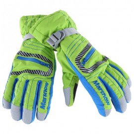 image of MARSNOW PAIRED MEN WOMEN CHILDREN WATERPROOF WINDPROOF THICKEN WARM PROTECTION ANTI-SLIP OUTDOOR SKIING MOUNTAINEERING GLOVES (NEON GREEN) XL