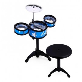 image of WANYI KIDS JAZZ DRUMS KIT MUSICAL INSTRUMENT TOY WITH CYMBAL STOOL CHRISTMAS BIRTHDAY GIFT (BLUE) -