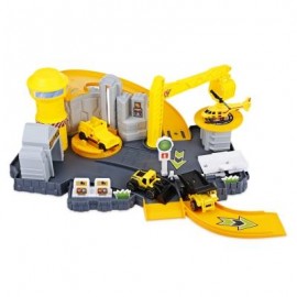 image of P871 - A KIDS RAILWAY CAR PLAY SET CONSTRUCTION SITE PARKING TOY (YELLOW) 0