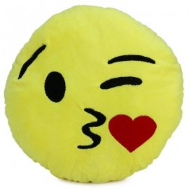 image of 33CM EMOJI SMILEY EMOTION ROUND THROW PILLOW STUFFED PLUSH SOFT TOY (KISS HEART) 33.00 x 33.00 x 7.00 cm