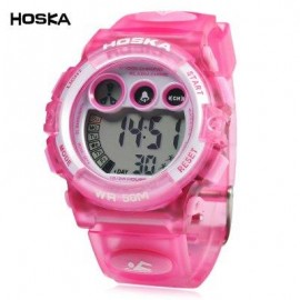 image of HOSKA H002B CHILDREN LED DIGITAL WATCH WATER RESISTANCE DAY CHRONOGRAPH LED SPORTS WRISTWATCH (PINK) 0