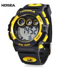 image of HOSKA H002B CHILDREN LED DIGITAL WATCH WATER RESISTANCE DAY CHRONOGRAPH LED SPORTS WRISTWATCH (YELLOW AND BLACK) 0