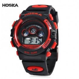 image of HOSKA H001S CHILDREN LED DIGITAL WATCH WATER RESISTANCE DAY CHRONOGRAPH LED SPORTS WRISTWATCH (RED WITH BLACK) 0