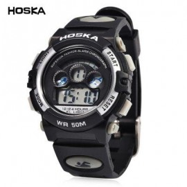 image of HOSKA H001S CHILDREN LED DIGITAL WATCH WATER RESISTANCE DAY CHRONOGRAPH LED SPORTS WRISTWATCH (WHITE AND BLACK) 0