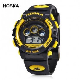 image of HOSKA H001S CHILDREN LED DIGITAL WATCH WATER RESISTANCE DAY CHRONOGRAPH LED SPORTS WRISTWATCH (YELLOW AND BLACK) 0