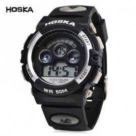 image of HOSKA H001B CHILDREN LED DIGITAL WATCH WATER RESISTANCE DAY CHRONOGRAPH SPORTS WRISTWATCH (WHITE AND BLACK) 0