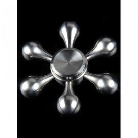 image of FLOWER SHAPE FIDGET SPINNER STAINLESS STEEL STRESS RELIEF GYRO (SILVER) -