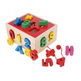 image of WOODEN PUZZLE SHAPE MATCHING TRAILER EDUCATIONAL TOY (COLORMIX) DIGITAL COGNITION