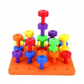 image of 30PCS PEGBOARD JIGSAW BUILDING BLOCK PUZZLE INTELLECT EDUCATIONAL TOY FOR KIDS (COLORMIX) -