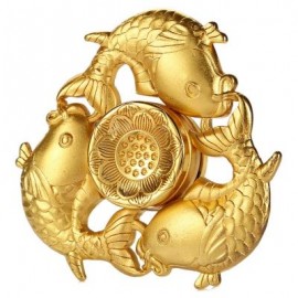 image of CARP LOTUS PATTERN ZINC ALLOY FIDGET TRI-SPINNER FUNNY STRESS RELIEVER ADULT FIDGETING TOY (GOLDEN) -