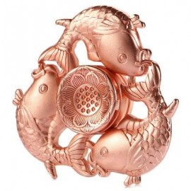 image of CARP LOTUS PATTERN ZINC ALLOY FIDGET TRI-SPINNER FUNNY STRESS RELIEVER ADULT FIDGETING TOY (ROSE GOLD) -