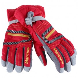 image of MARSNOW PAIRED MEN WOMEN CHILDREN WATERPROOF WINDPROOF THICKEN WARM PROTECTION ANTI-SLIP OUTDOOR SKIING MOUNTAINEERING GLOVES (RED) S
