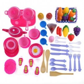 image of 54PCS KID KITCHEN PRETEND COOKWARE VEGETABLE FRUIT PLAY TOY SET (COLORMIX) -