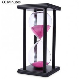 image of HOURGLASS SAND TIMER 60 MINUTES WOOD SAND TIMER FOR KITCHEN OFFICE SCHOOL DECORATIVE USE (BLACK PINK) -