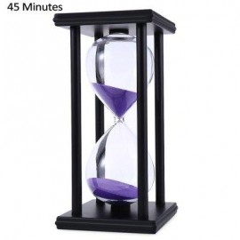 image of HOURGLASS SAND TIMER 45 MINUTES WOOD SAND TIMER FOR KITCHEN OFFICE SCHOOL DECORATIVE USE (BLACK PURPLE) -
