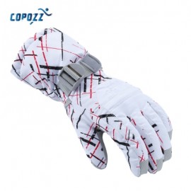 image of COPOZZ UNISEX SUPER WARM PROTECTION WATER RESISTANT SKI GLOVES FOR OUTDOOR ACTIVITY (WHITE) L
