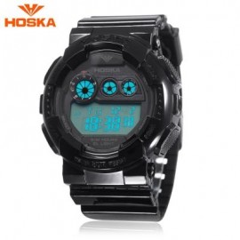 image of HOSKA H017B CHILDREN DIGITAL WATCH ALARM CHRONOGRAPH LED CALENDAR 3ATM SILICONE BAND WRISTWATCH (BLACK) 0