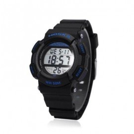 image of HOSKA H007S DIGITAL CHILDREN SPORT WATCH CHRONOGRAPH CALENDAR ALARM BACKLIGHT 5ATM LED WRISTWATCH (BLUE AND BLACK) 0