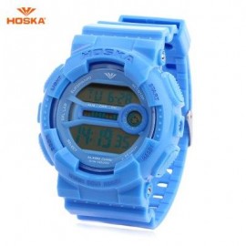 image of HOSKA H015B DIGITAL CHILDREN SPORT WATCH 3ATM STOPWATCH ALARM DATE DAY LED WRISTWATCH (BLUE) 0