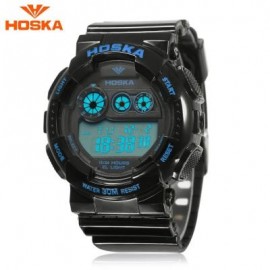 image of HOSKA H017B CHILDREN DIGITAL WATCH ALARM CHRONOGRAPH LED CALENDAR 3ATM SILICONE BAND WRISTWATCH (BLUE AND BLACK) 0
