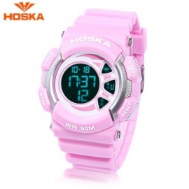 image of HOSKA H020B CHILDREN LED DIGITAL WATCH 5ATM DAY DATE DISPLAY WRISTWATCH (PINK) 0