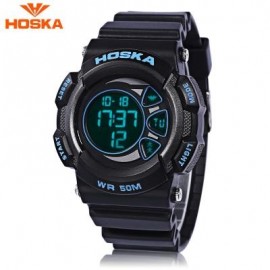 image of HOSKA H020B CHILDREN LED DIGITAL WATCH 5ATM DAY DATE DISPLAY WRISTWATCH (BLUE AND BLACK) 0