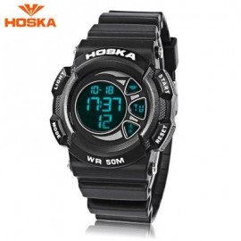 image of HOSKA H020B CHILDREN LED DIGITAL WATCH 5ATM DAY DATE DISPLAY WRISTWATCH (BLACK) 0