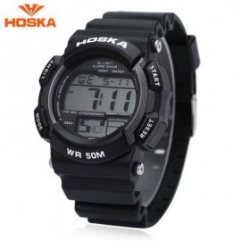 image of HOSKA H007B DIGITAL CHILDREN SPORT WATCH 5ATM CHRONOGRAPH CALENDAR ALARM BACKLIGHT WRISTWATCH (SILVER AND BLACK) 0
