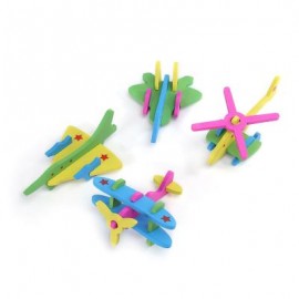 image of DIY 3D PLANE WOODEN BUILDING BLOCK INTELLIGENT PUZZLE TOY (COLORMIX) One Size