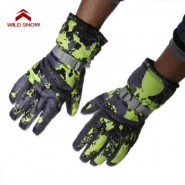 image of WILD SNOW PAIRED OUTDOOR WARM WINDPROOF SKIING GLOVES (NEON GREEN) XL